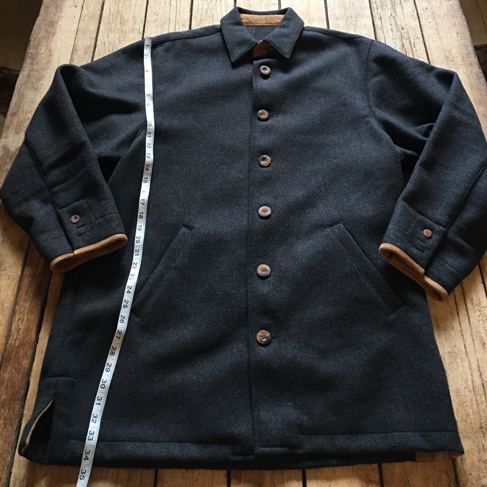 MINE Charcoal Gray over coat suede trim never wore